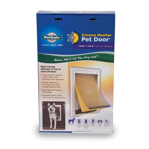 PetSafe Extreme Weather Energy Efficient Pet Door – Large, White