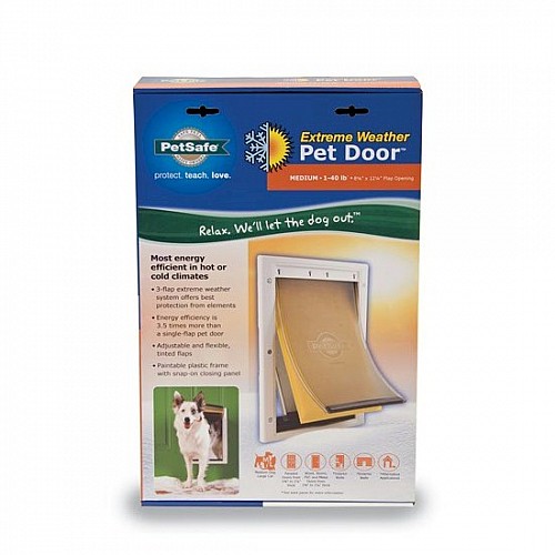 PetSafe Extreme Weather Energy Efficient Pet Door – Medium, White