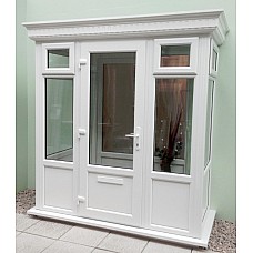 2.0m X 1.5m - Customizable Flat GRP Roof Porch Kit with Half Glazed Full Height Panels & Single Door 