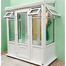 2.0m x 1.0m Lean To Porch with Full Height, Half-Glazed Panels